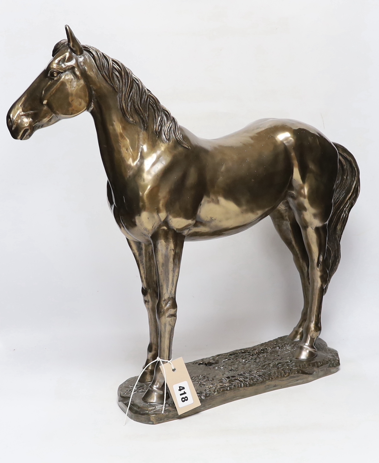 A bronze- inished horse model, 51cm